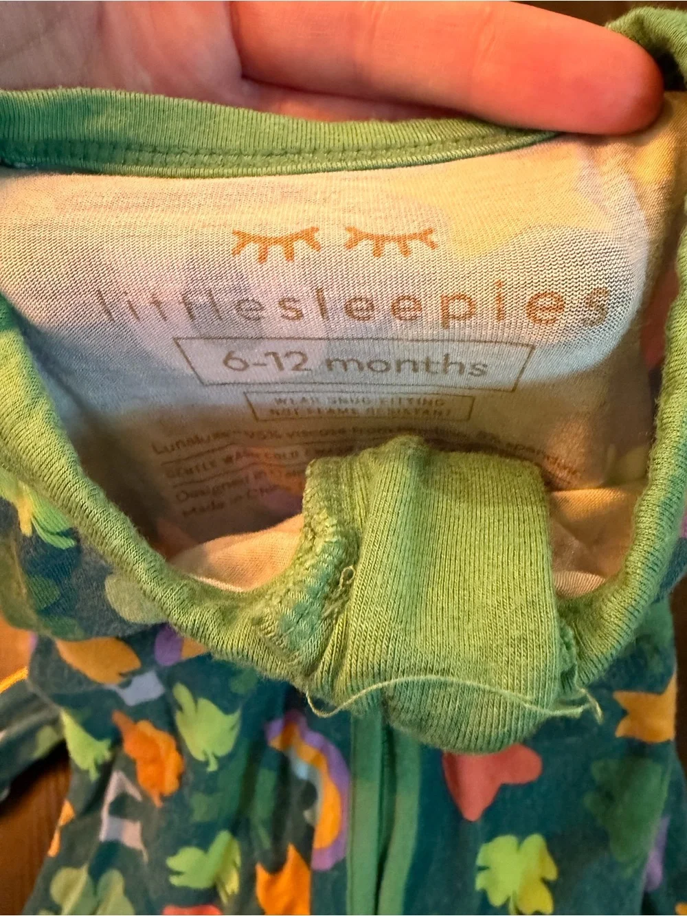 Little Sleepies Green Clover & Rainbow Footed One-Piece